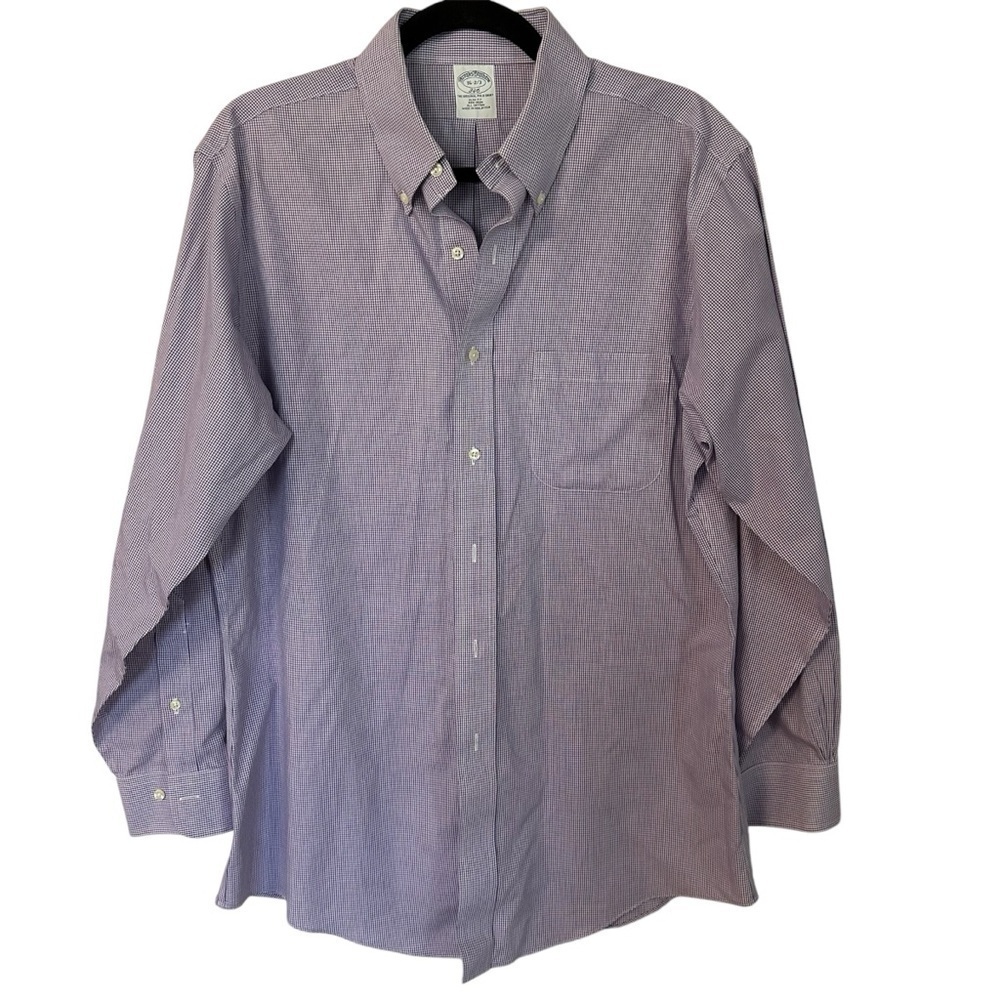 Brooks Brothers Original Polo Long Sleeve Purple & White Button Up Sz 16 2/3 GUC